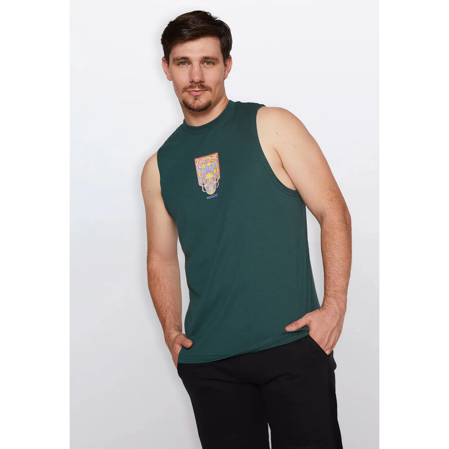 Polera Hombre Calavera Verde Familyshop 1