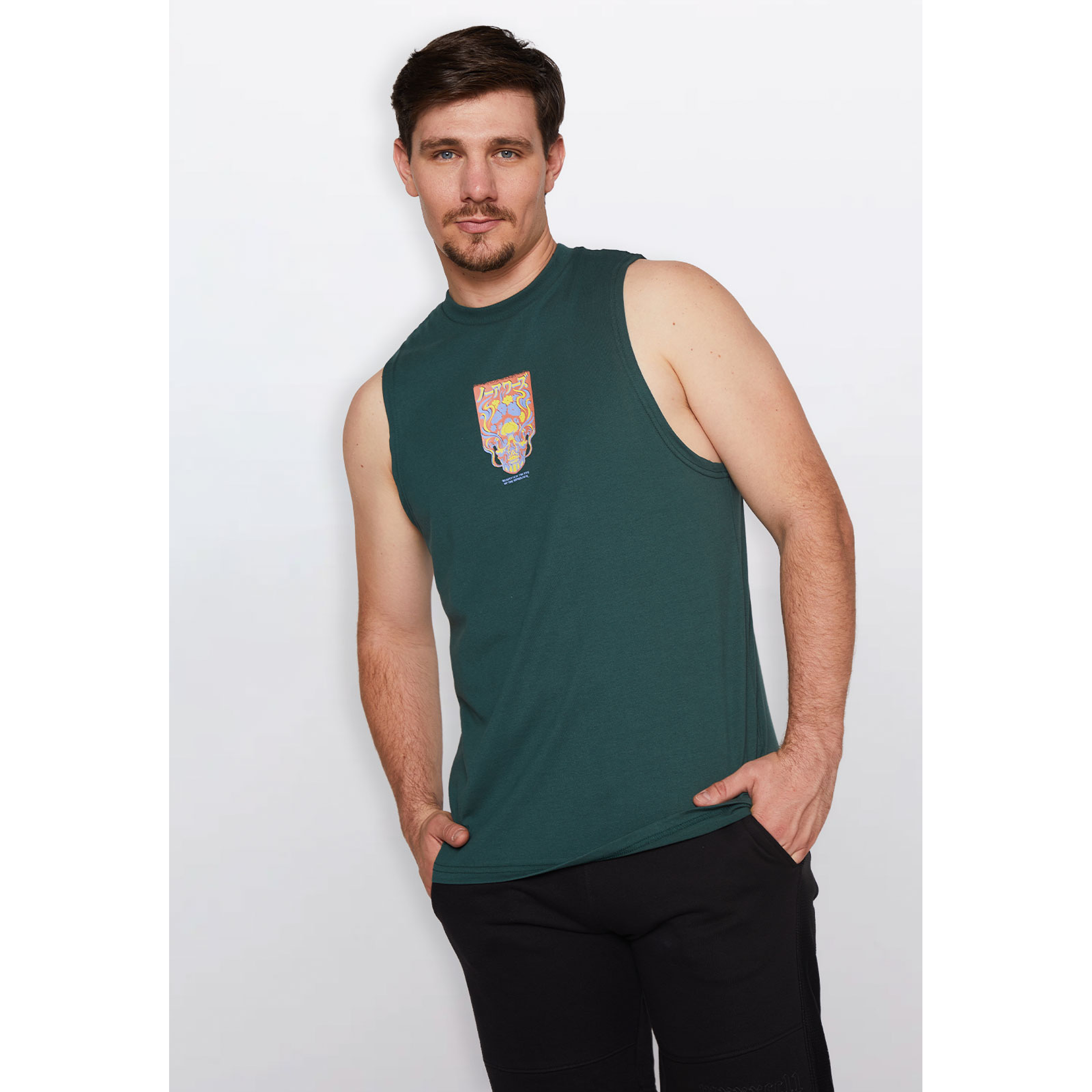 Polera Hombre Calavera Verde Familyshop 1