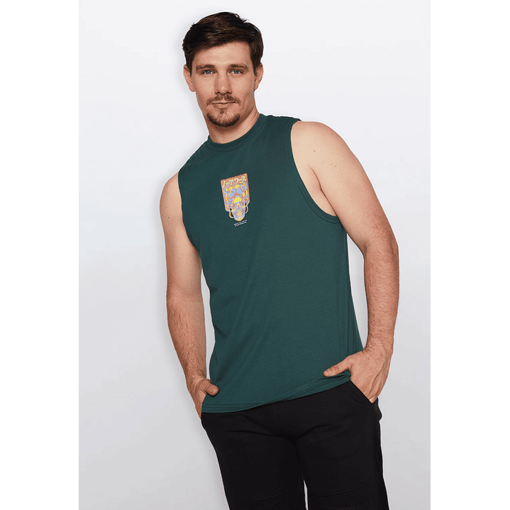 Polera Hombre Calavera Verde Familyshop 1