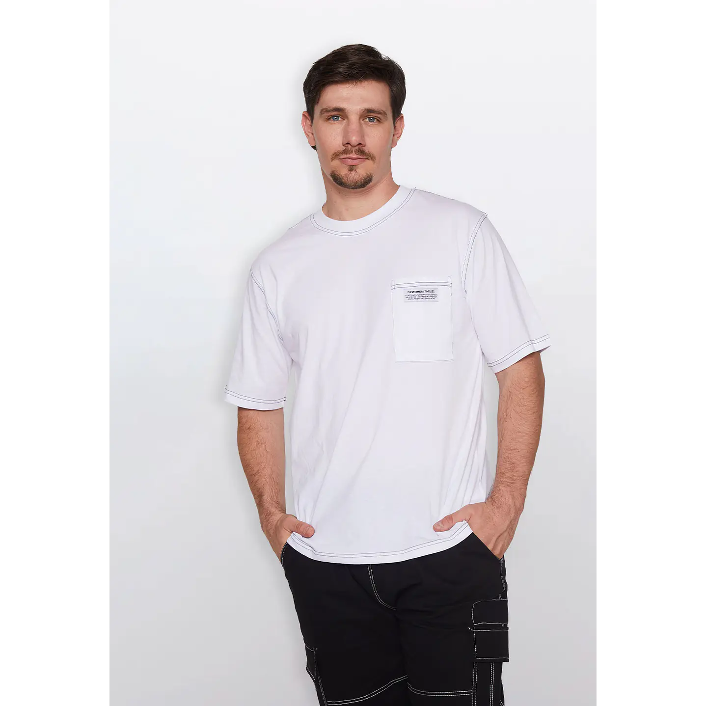Polera Hombre Contraste Blanco Familyshop 1