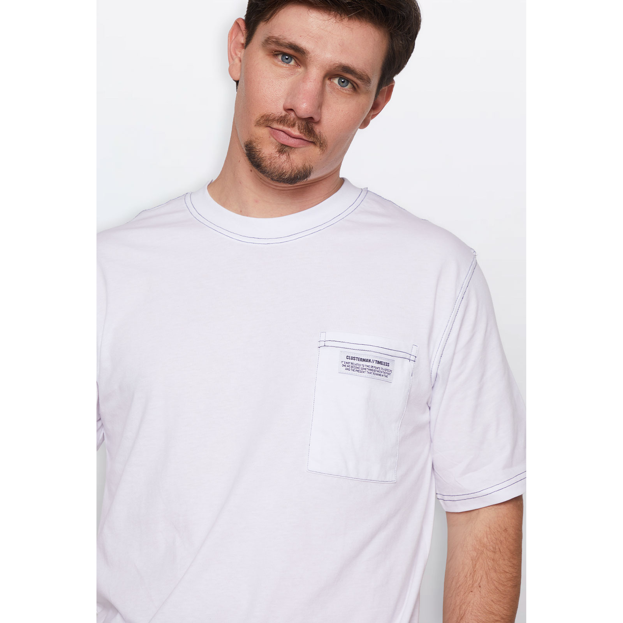 Polera Hombre Contraste Blanco Familyshop 4