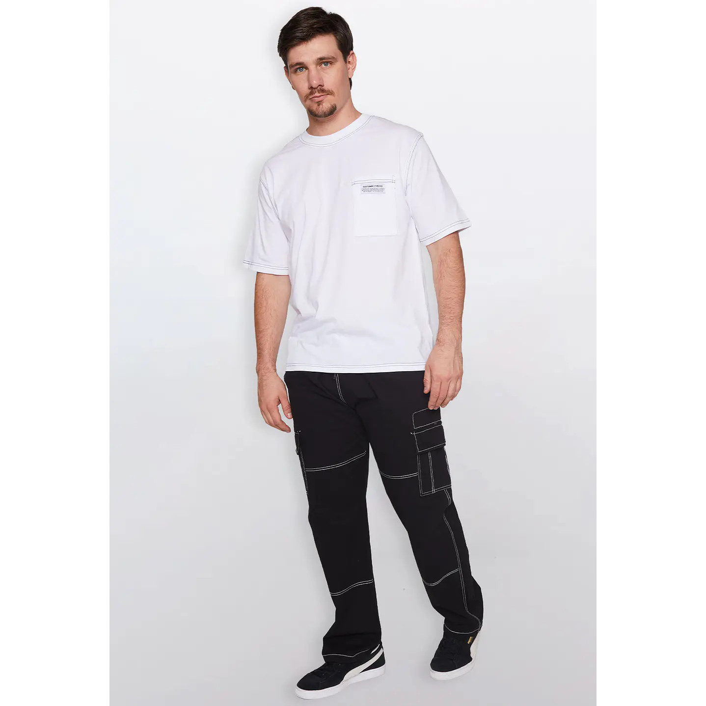 Pantalón Hombre Cargo Costuras Negro Familyshop 2