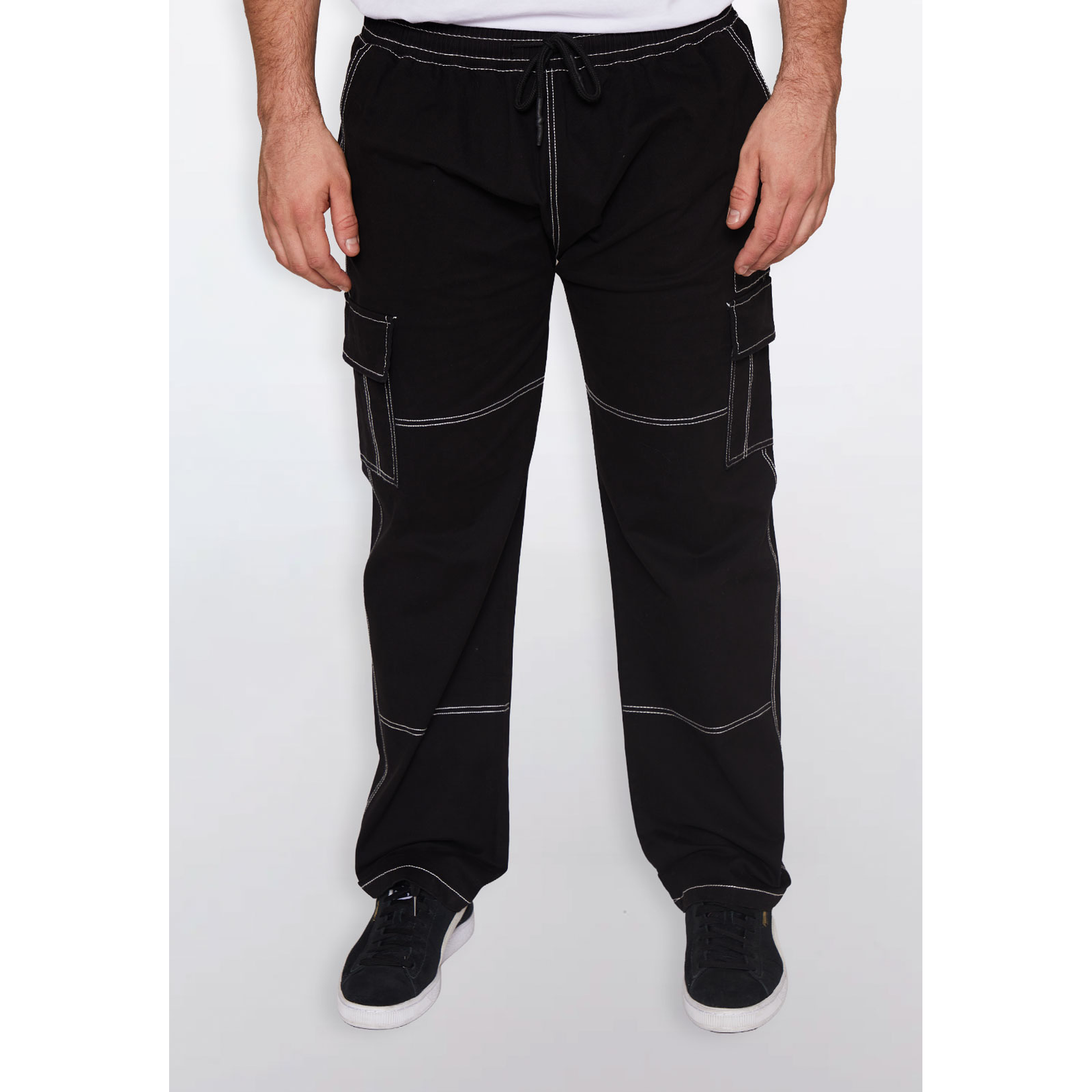 Pantalón Hombre Cargo Costuras Negro Familyshop 1