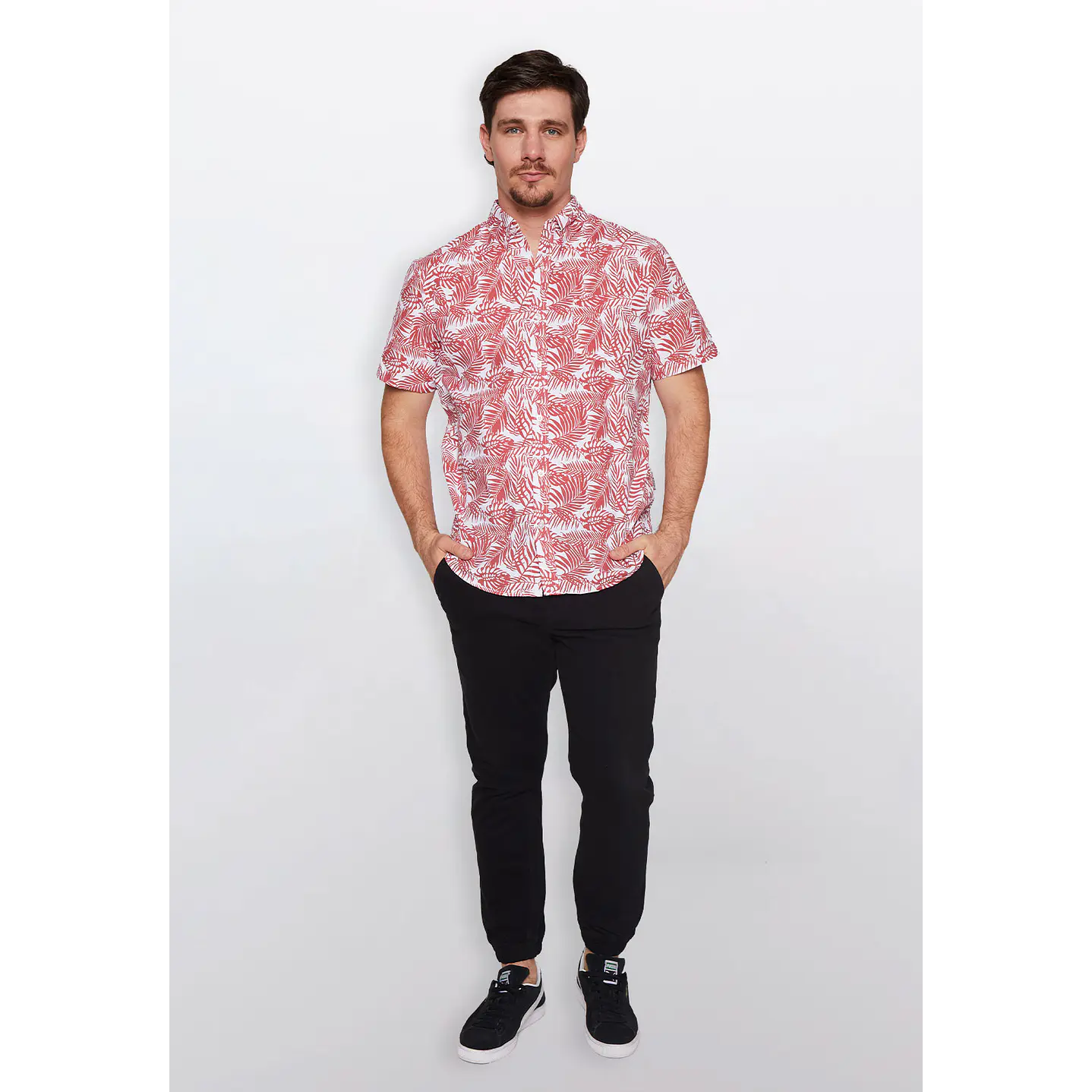 Camisa Hombre Manga Corta Burdeo Familyshop 2