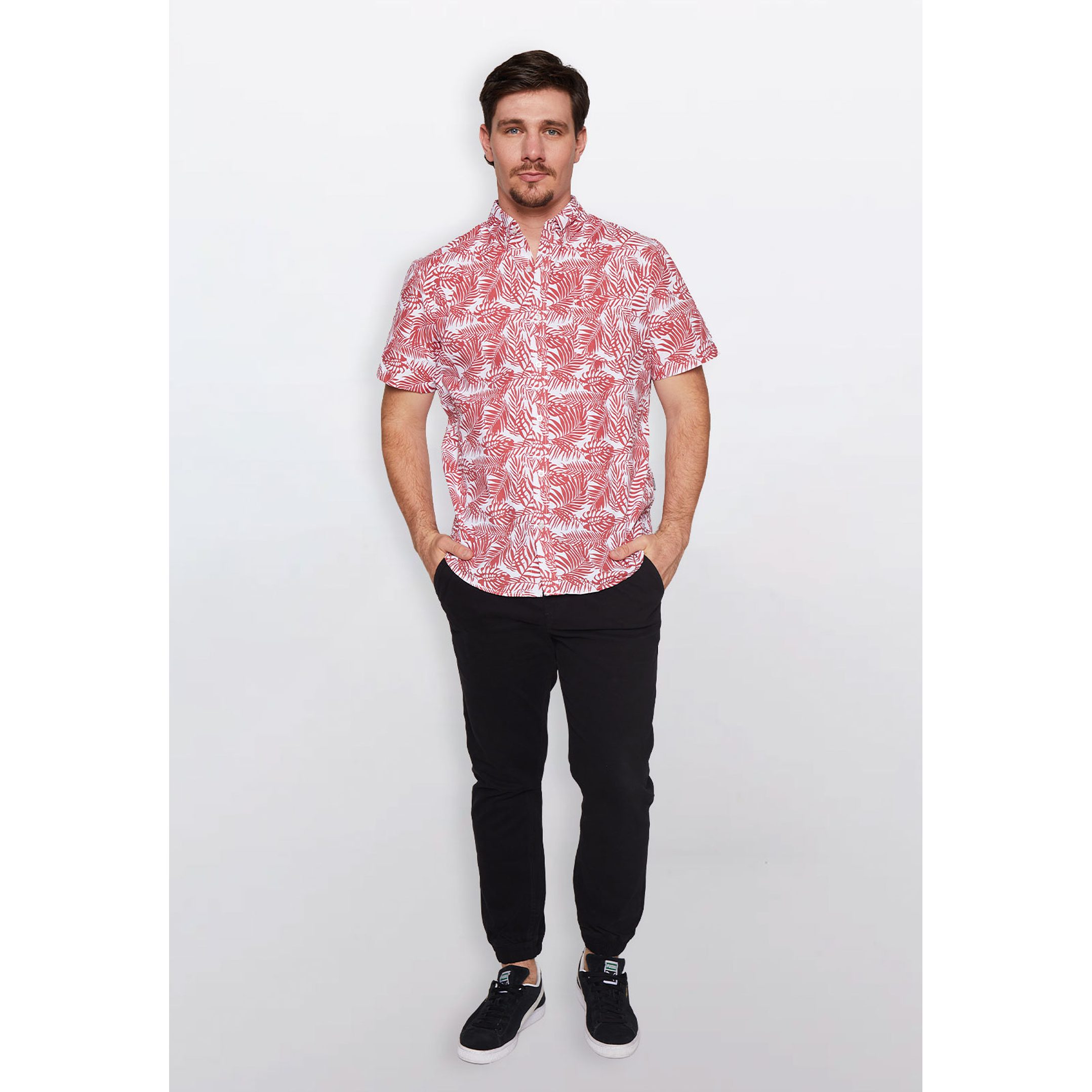 Camisa Hombre Manga Corta Burdeo Familyshop 2