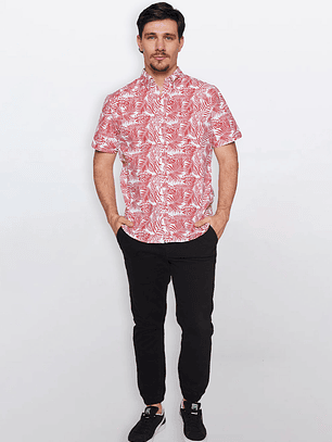 Camisa Hombre Manga Corta Burdeo Familyshop