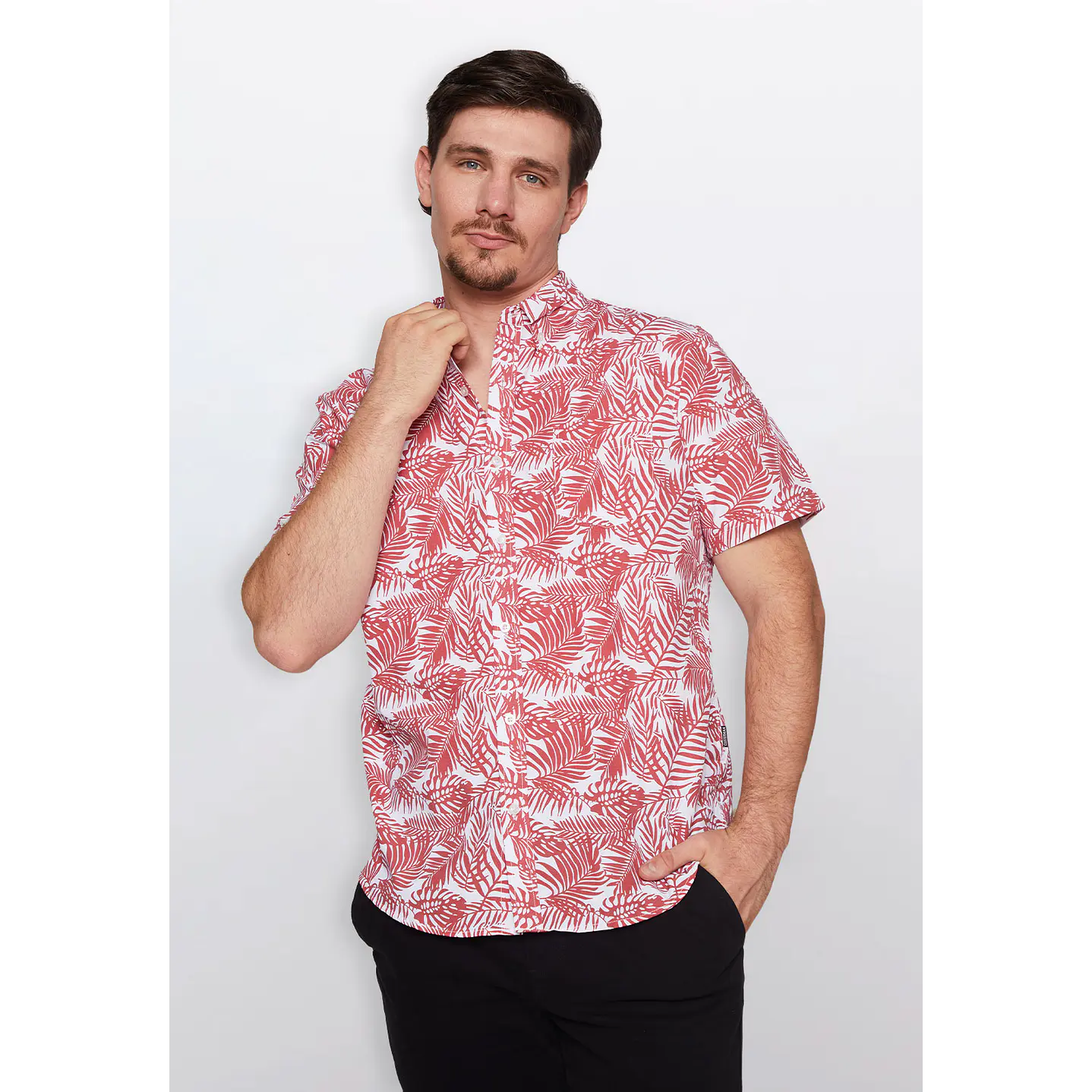 Camisa Hombre Manga Corta Burdeo Familyshop 1