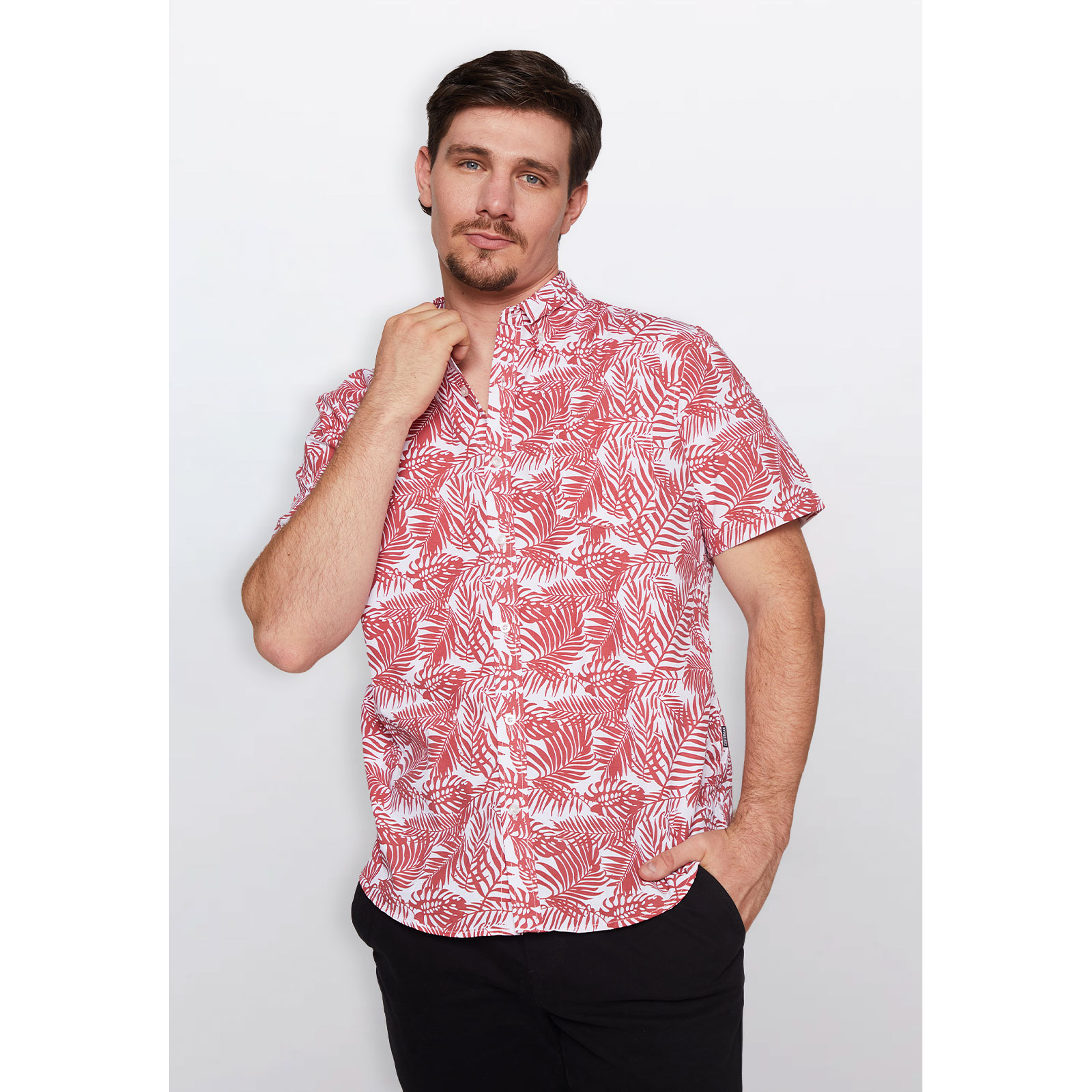 Camisa Hombre Manga Corta Burdeo Familyshop 1