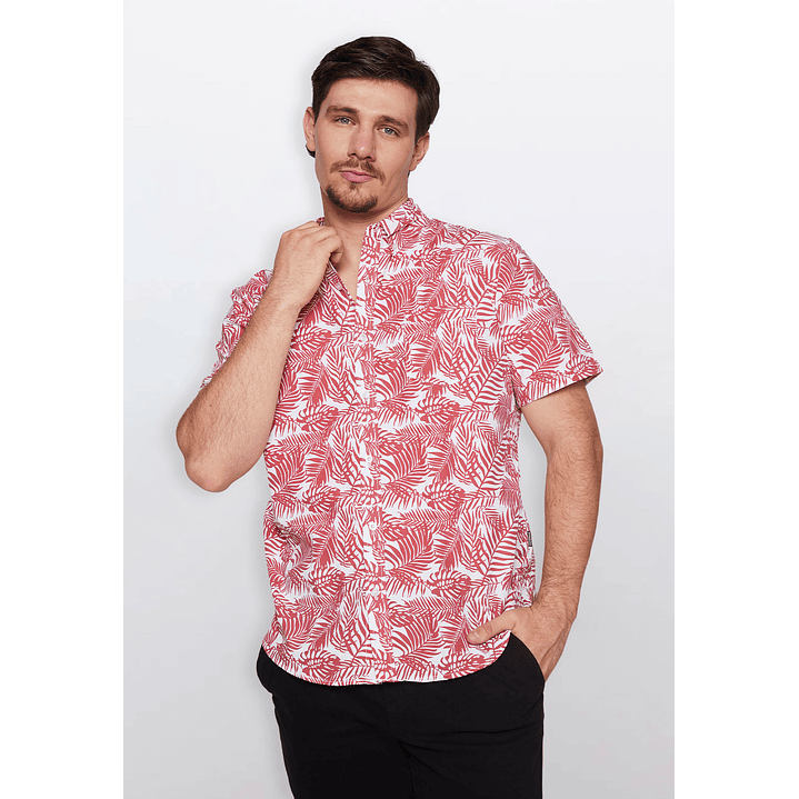 Camisa Hombre Manga Corta Burdeo Familyshop 1