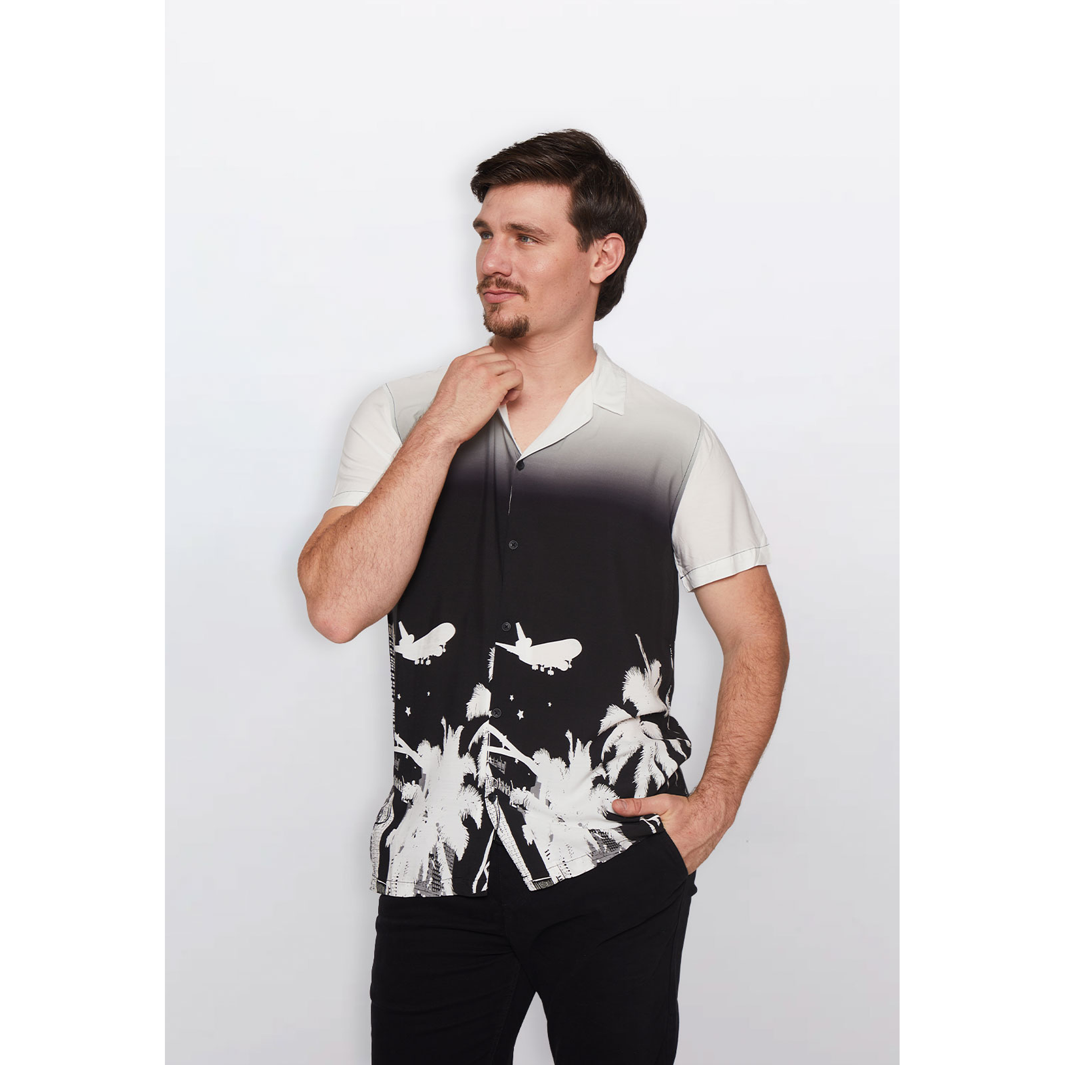 Camisa Hombre Constraste Negro Familyshop 1
