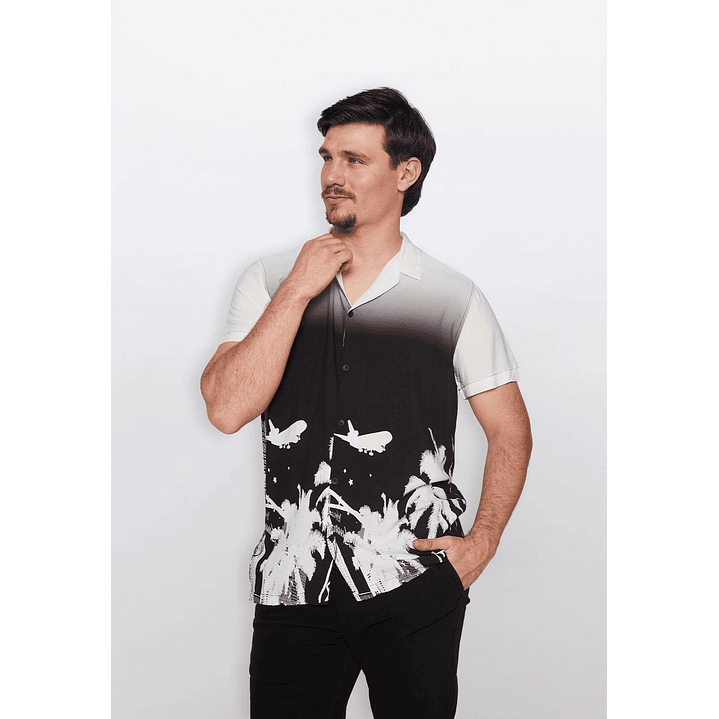 Camisa Hombre Constraste Negro Familyshop 1