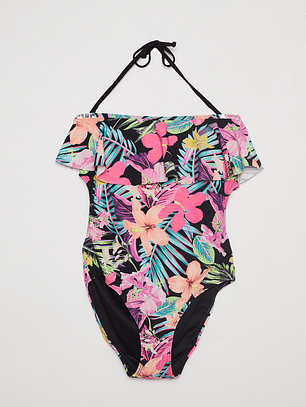 Traje De Baño Mujer Enterito Vuelo Negro Familyshop