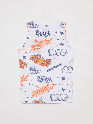 Polera Full Print Manga Corta Blanco Familyshop