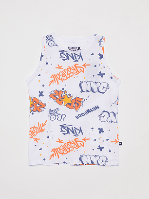 Polera Full Print Manga Corta Blanco Familyshop