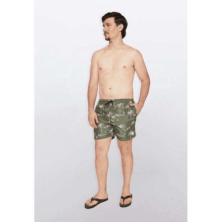 Traje De Baño Hombre Print Palmera Verde Familyshop 4