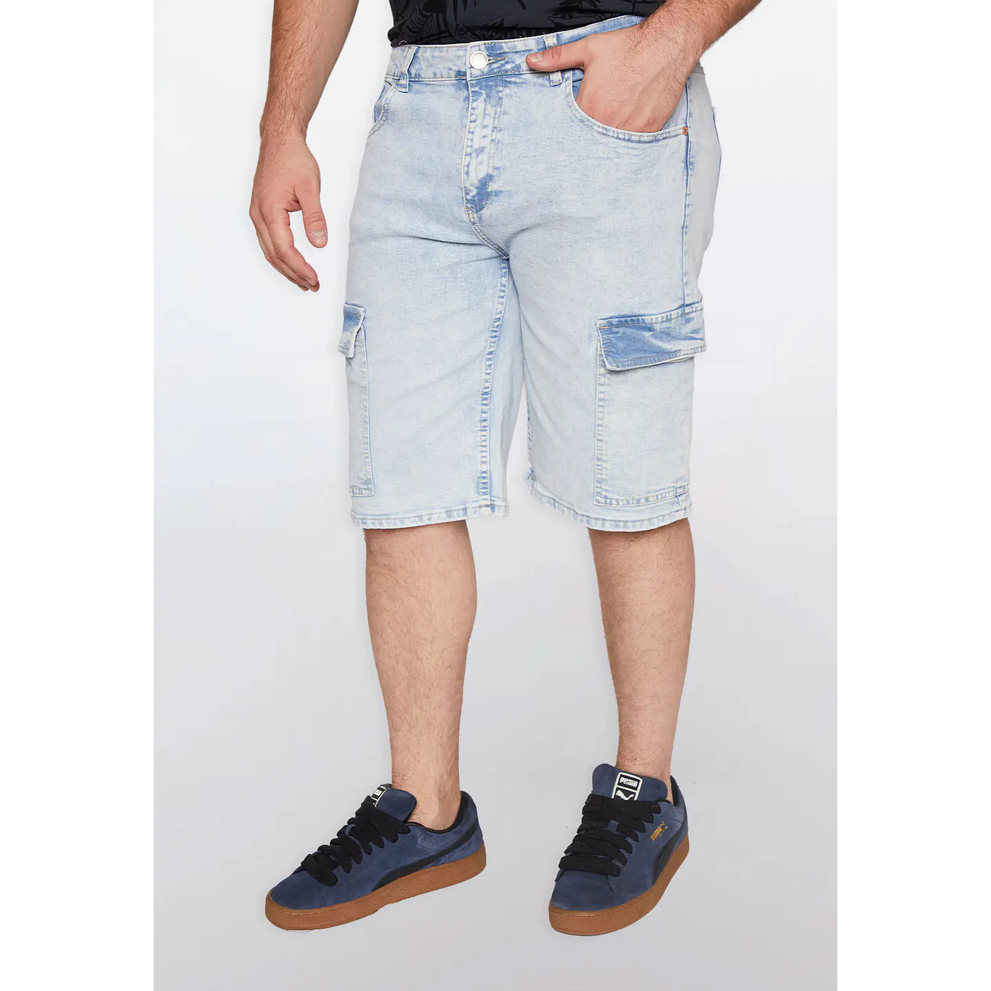 Bermuda Hombre Cargo Denim Celeste Familyshop 1