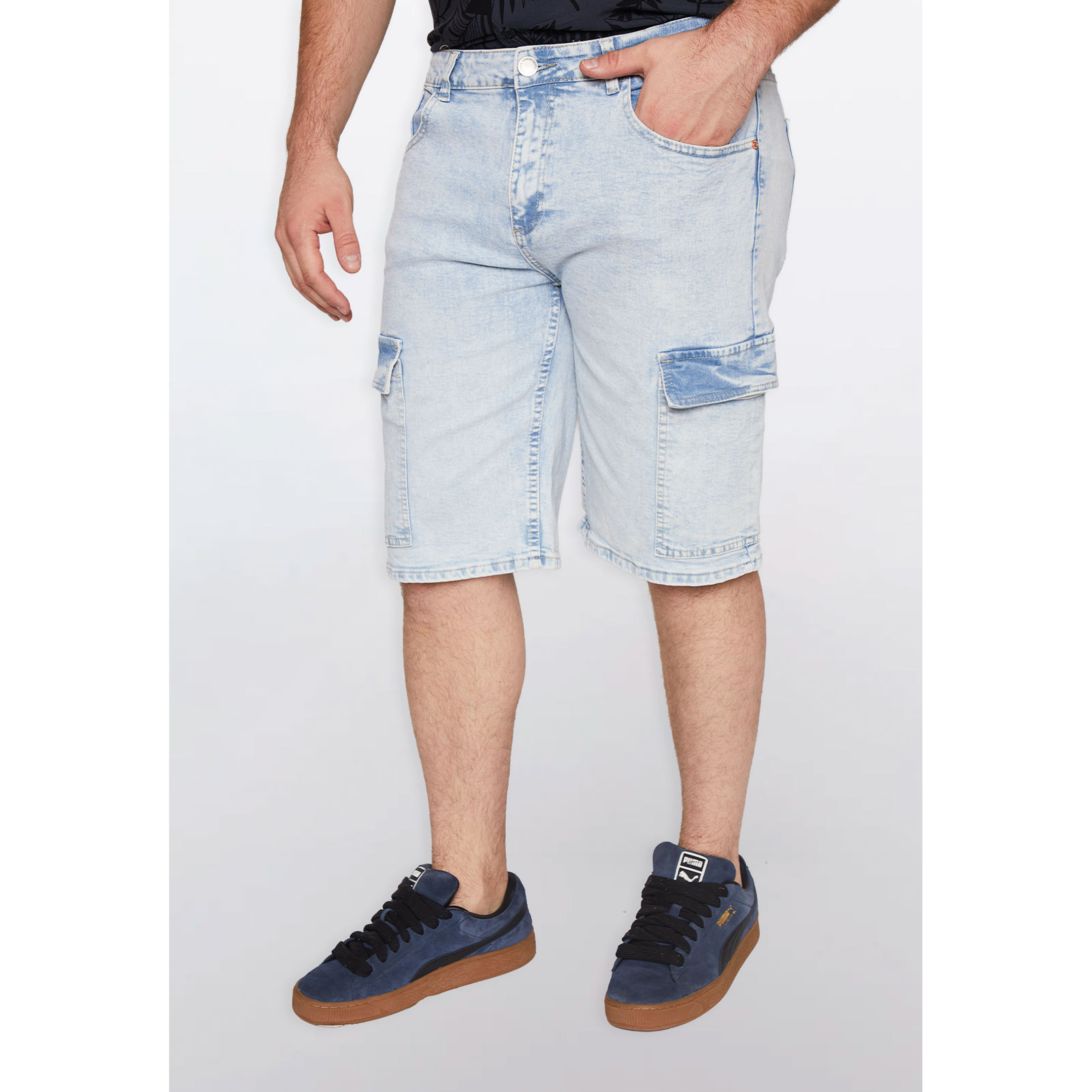 Bermuda Hombre Cargo Denim Celeste Familyshop 1