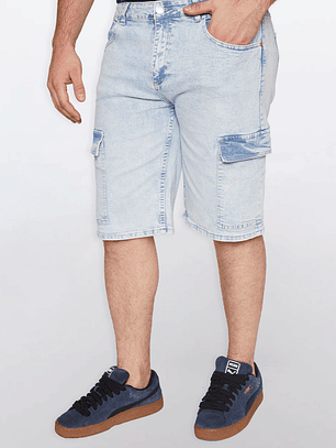 Bermuda Hombre Cargo Denim Celeste Familyshop