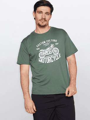 Polera Hombre Basic One Color Verde Familyshop