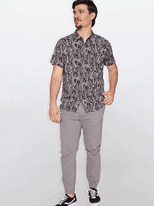 Camisa Hombre Hojas Negro Familyshop