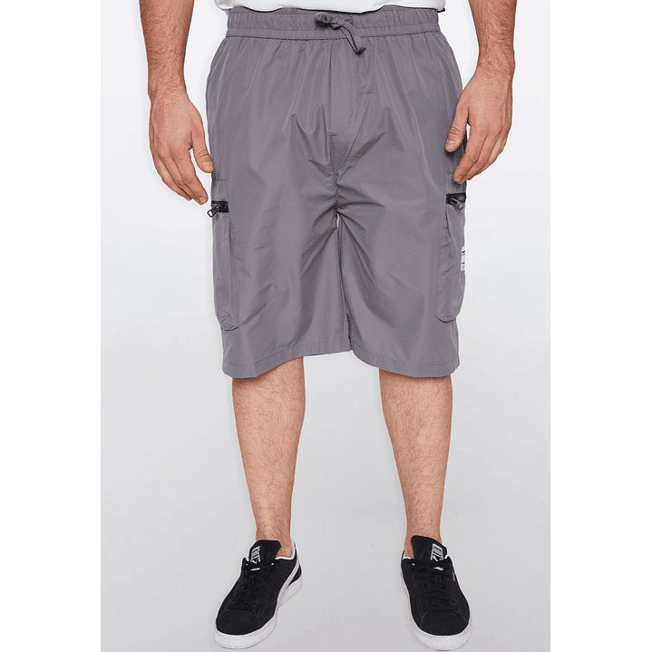 Bermuda Hombre Cargo Cierres Gris Familyshop 2