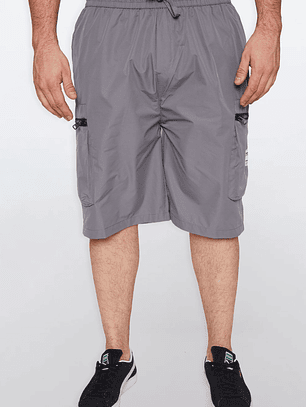 Bermuda Hombre Cargo Cierres Gris Familyshop