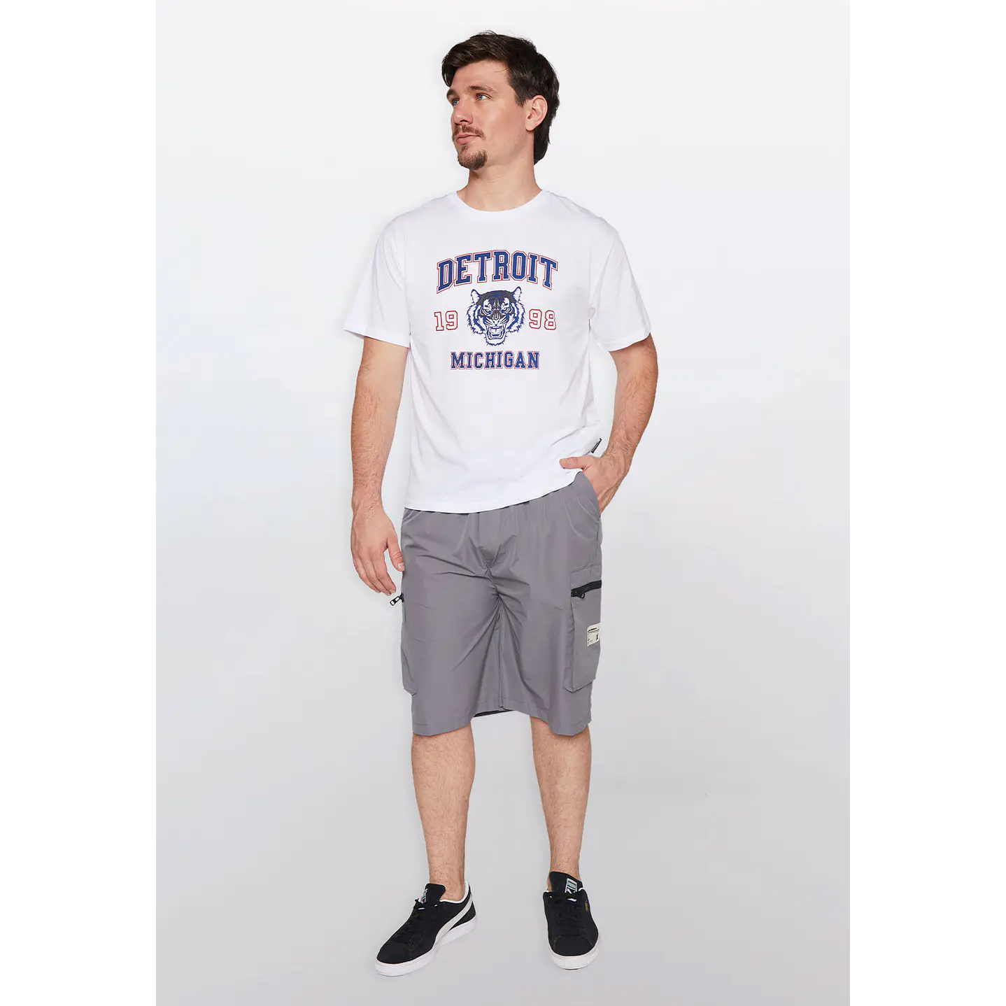 Bermuda Hombre Cargo Cierres Gris Familyshop 1
