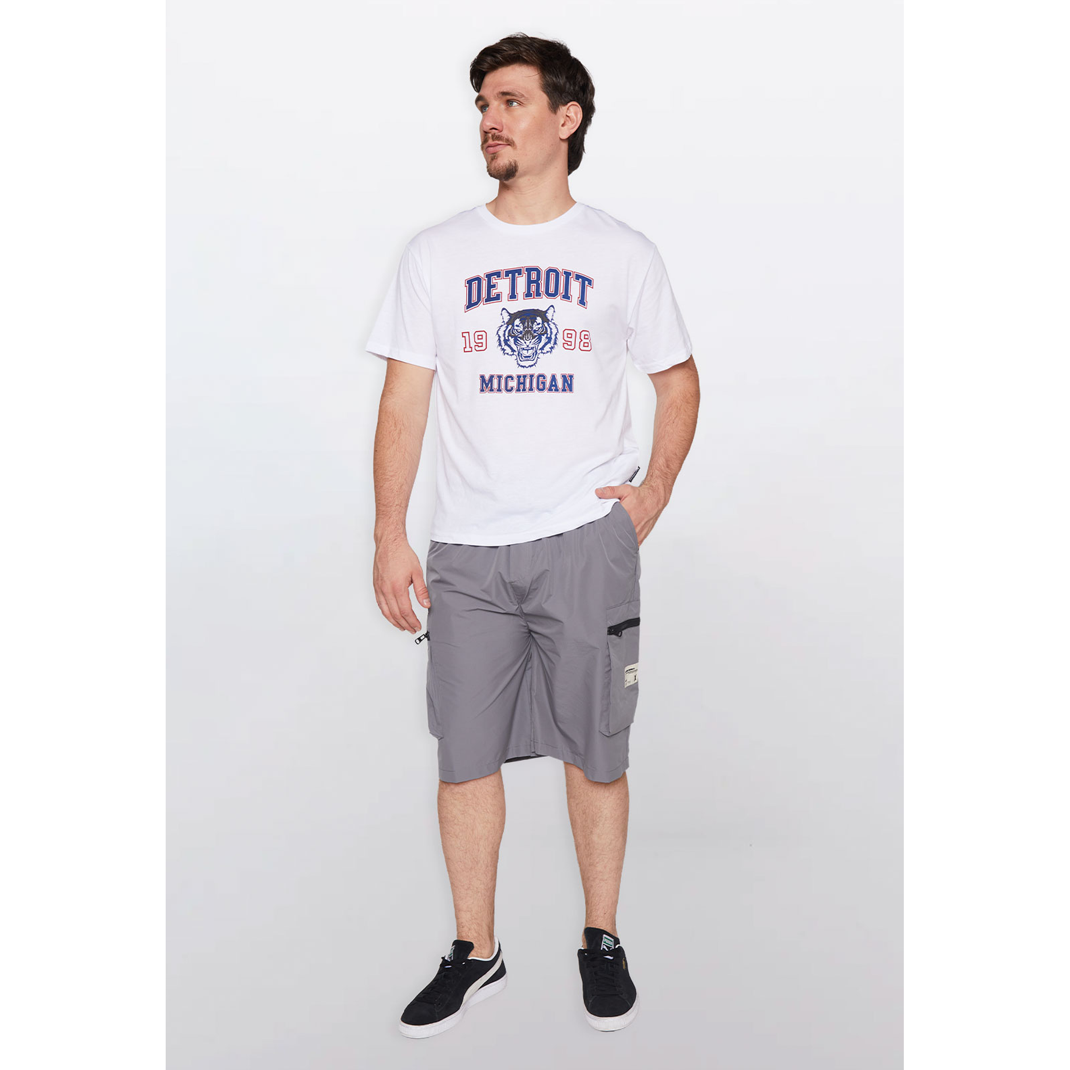 Bermuda Hombre Cargo Cierres Gris Familyshop 1