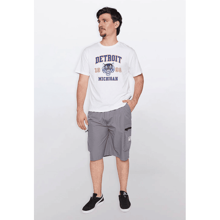 Bermuda Hombre Cargo Cierres Gris Familyshop 1