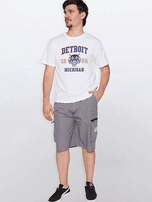 Bermuda Hombre Cargo Cierres Gris Familyshop