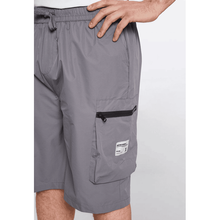 Bermuda Hombre Cargo Cierres Gris Familyshop 4