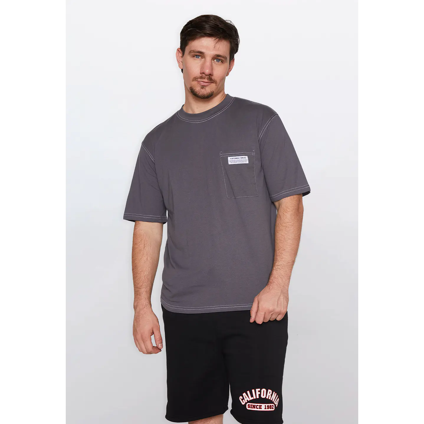 Polera Hombre Contraste Gris Familyshop 1