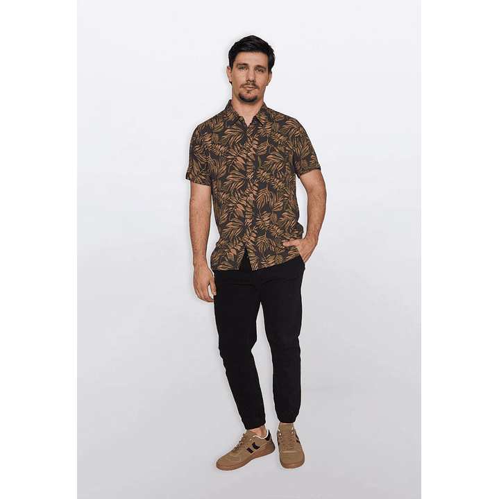 Camisa Hombre Hojas Gris Familyshop 2