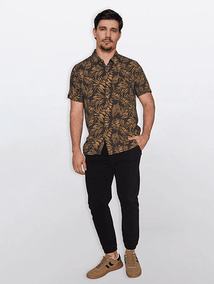 Camisa Hombre Hojas Gris Familyshop