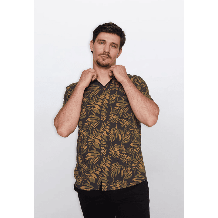 Camisa Hombre Hojas Gris Familyshop 1