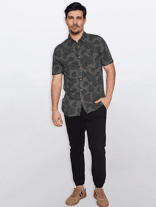 Camisa Hombre Bols Hojas Verde Familyshop