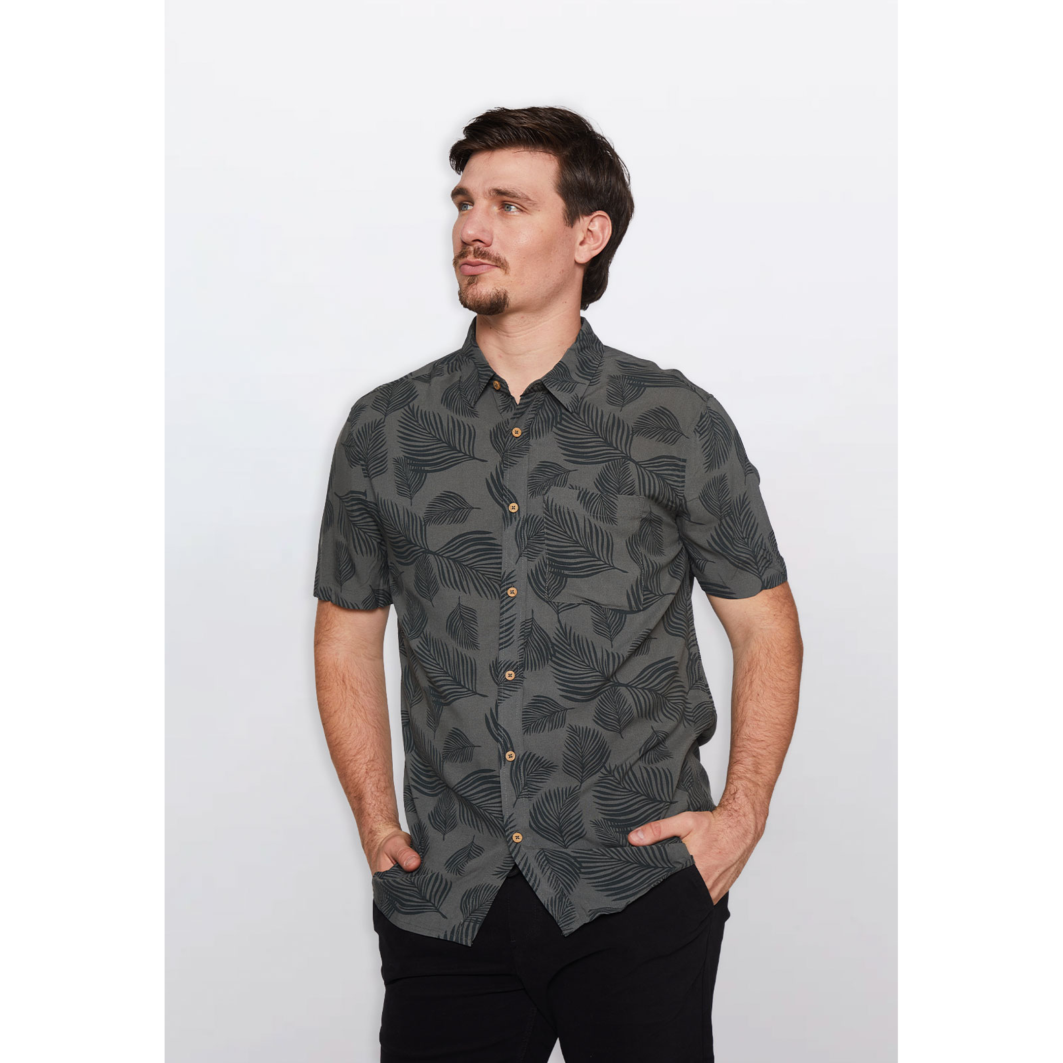 Camisa Hombre Bols Hojas Verde Familyshop 1