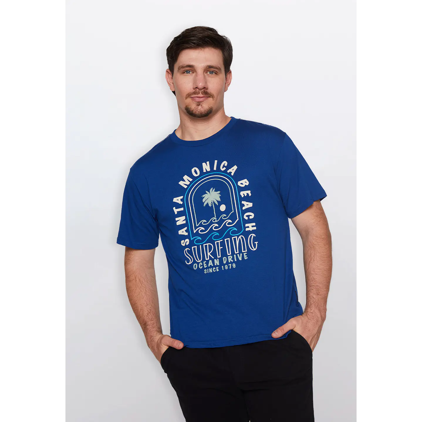 Polera Hombre Basic One Azul Familyshop 1