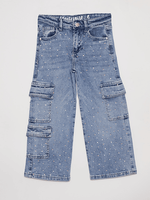 Jeans Niña Cargo Azul Familyshop