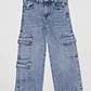 Jeans Niña Cargo Azul Familyshop - Miniatura 1