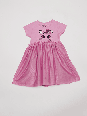 Vestido Niña Gato Rosado Familyshop