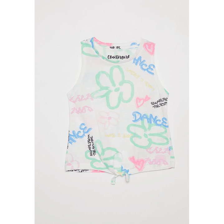 Polera Niña Sin Mangas Crudo Familyshop 1