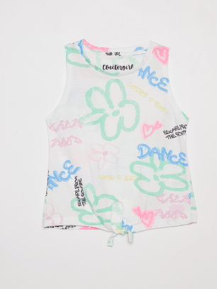 Polera Niña Sin Mangas Crudo Familyshop