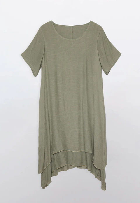Vestido Mujer Manga Corta Verde Familyshop