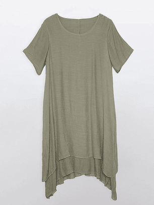 Vestido Mujer Manga Corta Verde Familyshop