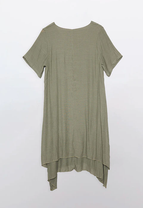 Vestido Mujer Manga Corta Verde Familyshop
