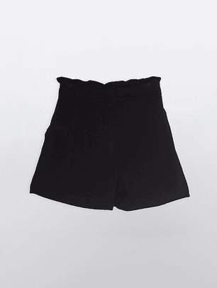 Short Mujer Lino Liso Negro Familyshop