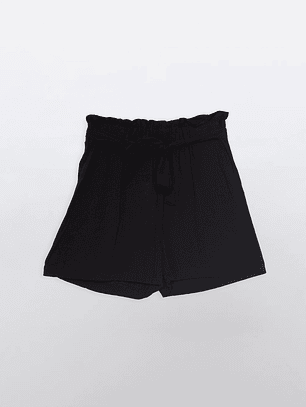 Short Mujer Lino Liso Negro Familyshop
