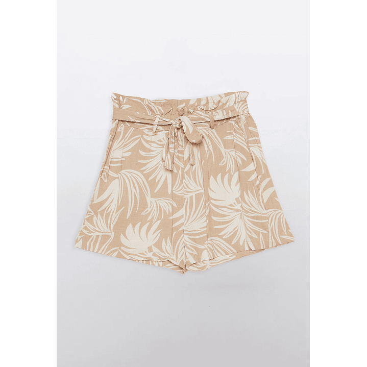 Short Mujer Lino Liso Beige Familyshop 1