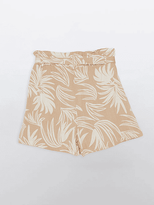 Short Mujer Lino Liso Beige Familyshop